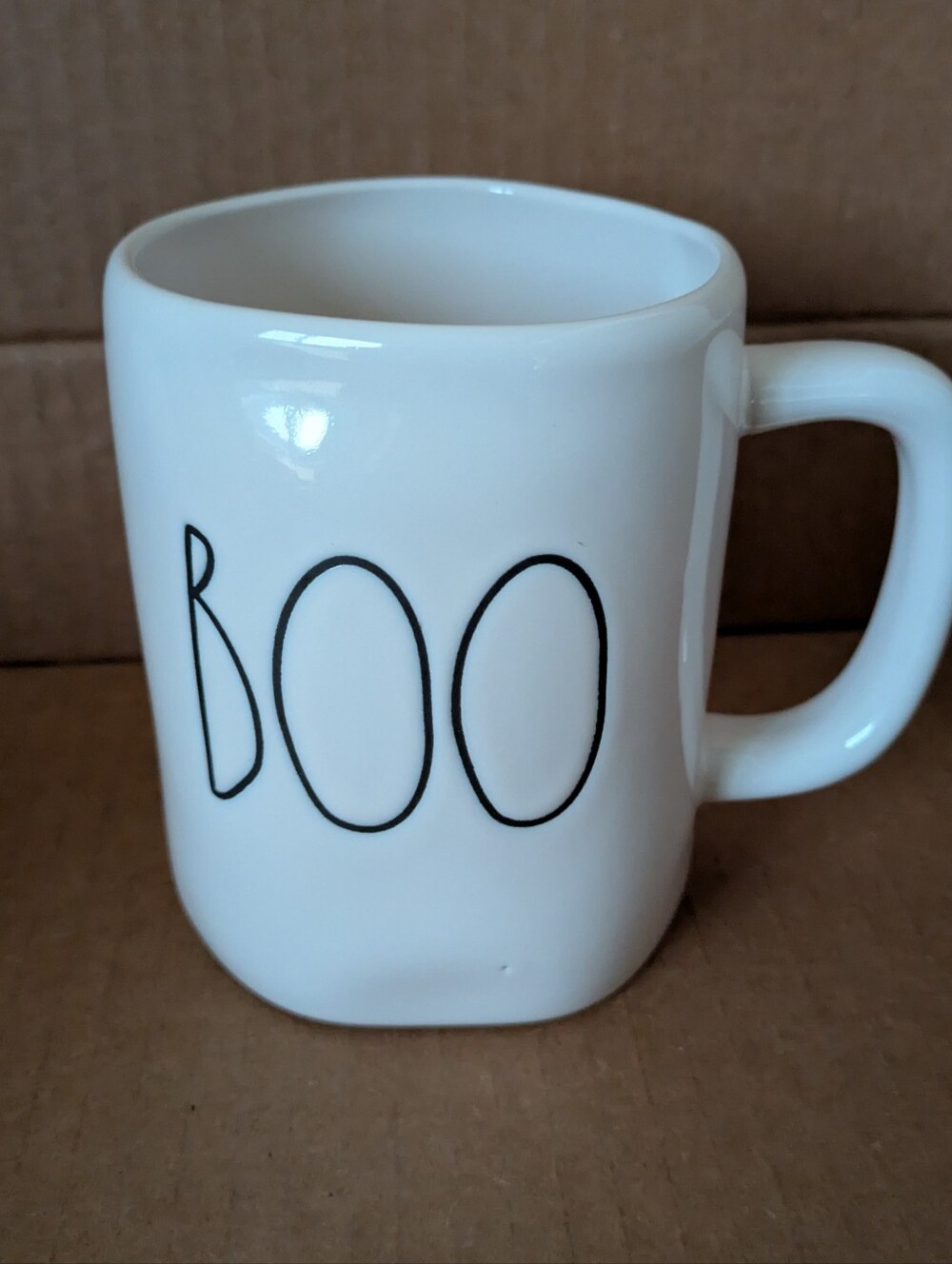 Rae Dunn by Magenta White BOO Ceramic Coffee Mug Classic Halloween Design NWOT